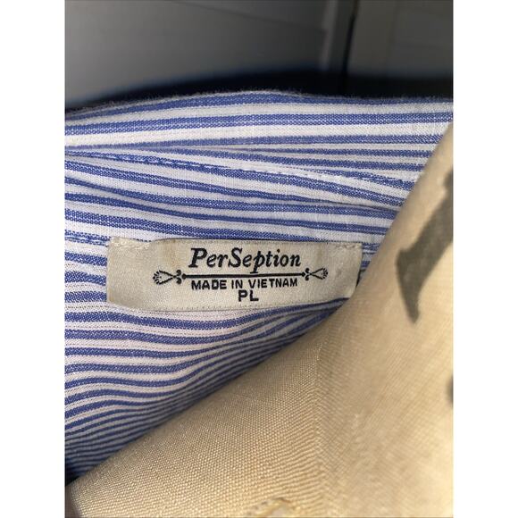 Per Seption Concept Women’s Large Striped Cotton Dress Asymmetrical Hem Roll Tab - Picture 10 of 11